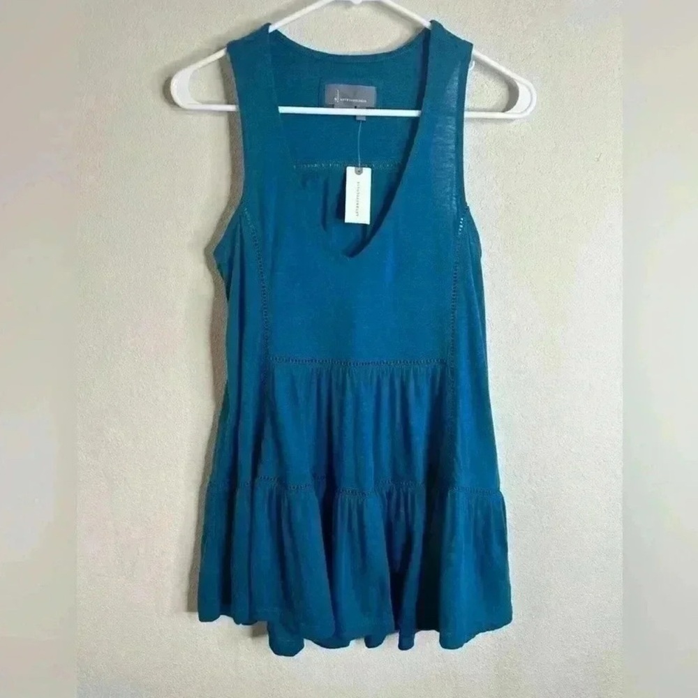 Anthropologie Malaga Tiered tank top turquoise Size XS
